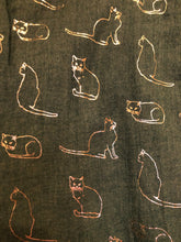 Load image into Gallery viewer, Aqua with Silver Silhouette Cats Long Scarf