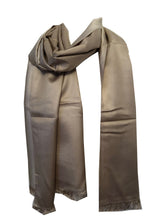 Load image into Gallery viewer, Dark and Light Beige Reversible 100% Silk Scarf/wrap with Slightly Frayed Edge Lovely Long Scarf