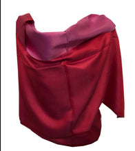 Load image into Gallery viewer, Red and Pink Reversible 100% Silk Scarf/wrap with Slightly Frayed Edge Lovely Long Scarf