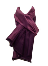 Load image into Gallery viewer, Dark and Light Purple Reversible 100% Silk Scarf/wrap with Slightly Frayed Edge Lovely Long Scarf