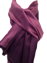 Load image into Gallery viewer, Dark and Light Purple Reversible 100% Silk Scarf/wrap with Slightly Frayed Edge Lovely Long Scarf