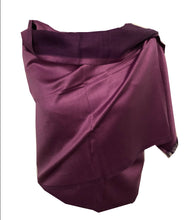 Load image into Gallery viewer, Dark and Light Purple Reversible 100% Silk Scarf/wrap with Slightly Frayed Edge Lovely Long Scarf