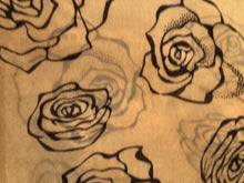 Load image into Gallery viewer, Beige with Black Roses Chiffon Style Triangle Scarf with lace Trim. a Lovely Fashion Item. Fantastic Gift