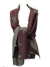 Load image into Gallery viewer, Purple and grey star blanket scarf