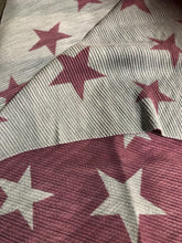 Load image into Gallery viewer, Purple and grey star blanket scarf