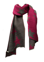 Load image into Gallery viewer, Hot Pink and grey star blanket scarf