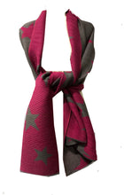 Load image into Gallery viewer, Hot Pink and grey star blanket scarf