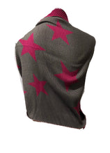 Load image into Gallery viewer, Hot Pink and grey star blanket scarf