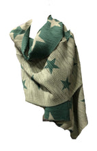 Load image into Gallery viewer, Duck egg and beige star blanket scarf