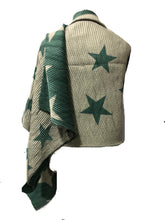 Load image into Gallery viewer, Duck egg and beige star blanket scarf