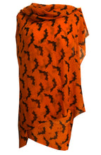 Load image into Gallery viewer, Halloween orange with black bats scarf/wrap