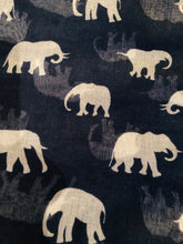 Load image into Gallery viewer, Navy with white elephant scarf