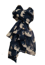 Load image into Gallery viewer, Navy with white elephant scarf