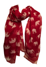Load image into Gallery viewer, Red with white elephant scarf