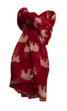 Load image into Gallery viewer, Red with white elephant scarf
