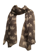 Load image into Gallery viewer, Grey with white elephant scarf