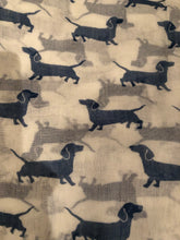 Load image into Gallery viewer, white with navy dachshund scarf