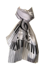 Load image into Gallery viewer, white/black music scarf