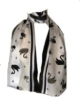 Load image into Gallery viewer, Pamper Yourself Now Swan Design Ladies Thin Pretty Scarf. Swan Gift for Women.