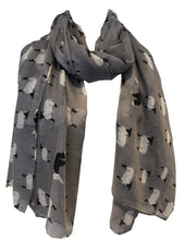 Load image into Gallery viewer, Grey Sheep Design Long Scarf, Great for Presents/Gifts for Sheep Lovers.