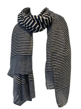 Load image into Gallery viewer, Pamper Yourself Now Navy Blue with White Stripes Long Soft Scarf