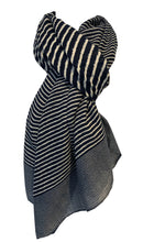 Load image into Gallery viewer, Pamper Yourself Now Navy Blue with White Stripes Long Soft Scarf