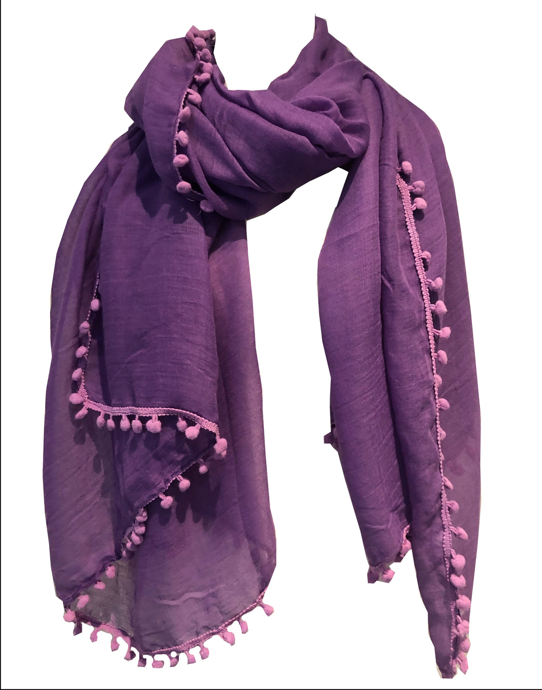 Light purple plain scarf/wrap with bobbles