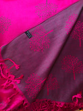 Load image into Gallery viewer, Fuchsia and brown mulberry tree pashmina