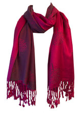 Load image into Gallery viewer, Fuchsia and brown mulberry tree pashmina