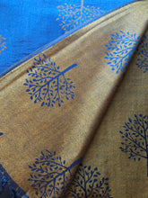 Load image into Gallery viewer, Denim blue with mustard mulberry tree pashmina
