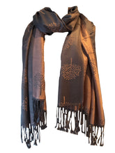 Load image into Gallery viewer, Grey with pink mulberry tree pashmina