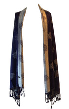 Load image into Gallery viewer, Blue with silver mulberry tree pashmina