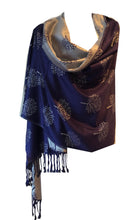 Load image into Gallery viewer, Blue with silver mulberry tree pashmina