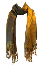 Load image into Gallery viewer, Mustard and grey mulberry tree pashmina