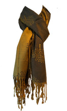 Load image into Gallery viewer, Mustard and grey mulberry tree pashmina