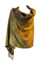 Load image into Gallery viewer, Mustard and grey mulberry tree pashmina
