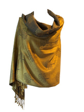 Load image into Gallery viewer, Mustard and grey mulberry tree pashmina