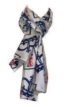 Load image into Gallery viewer, cream with blue crown and union jack scarf