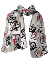 Load image into Gallery viewer, cream with black crown and union jack scarf