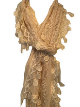 Load image into Gallery viewer, Cream leaf lace scarf
