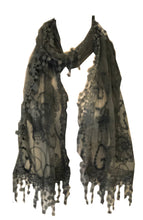 Load image into Gallery viewer, Dark grey lace scarf