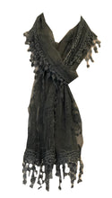 Load image into Gallery viewer, Dark grey lace scarf