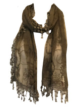 Load image into Gallery viewer, Brown lace scarf