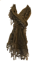 Load image into Gallery viewer, Brown lace scarf