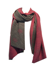 Load image into Gallery viewer, Hot Pink / Grey Mulberry design pleated scarf for women in lightweight acrylic