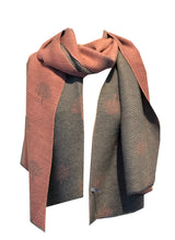 Load image into Gallery viewer, Pamper Yourself Now Women's Reversible Two Tone Blanket Pleated Winter/Autumn Scarf wrap Shawl with Mulberry Trees. Great for Gifts. (Grey/Mustard)