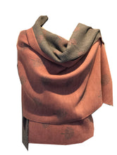 Load image into Gallery viewer, Pamper Yourself Now Women's Reversible Two Tone Blanket Pleated Winter/Autumn Scarf wrap Shawl with Mulberry Trees. Great for Gifts. (Grey/Mustard)