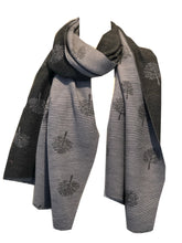 Load image into Gallery viewer, Charcoal / Light Grey Mulberry design pleated scarf for women in lightweight acrylicoal