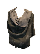 Load image into Gallery viewer, Charcoal / Light Grey Mulberry design pleated scarf for women in lightweight acrylicoal