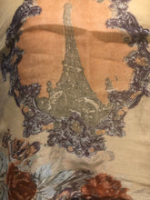 Load image into Gallery viewer, Pamper Yourself Now Peach Eiffel Tower with Flower Design Scarf. Lovely Long Soft Scarf Fantastic Gift